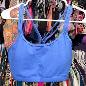 Ladies Shambhala Blue Sports Brad Gold V cross back straps size m